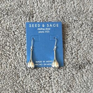 Seed & Sage Sterling Silver 925 Teardrop Dangle Earrings Made in Mexico NWT